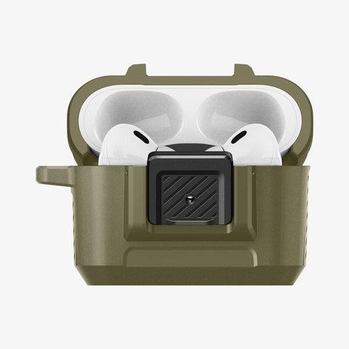 ACS05485 - Apple AirPods Pro 2 Case Lock Fit in matte black showing the front